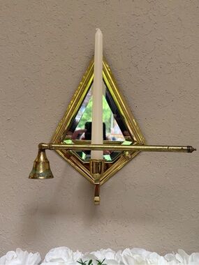 Vintage Brass Mirrored Wall Sconce